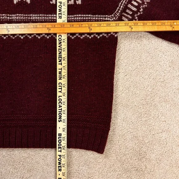 ABERCROMBIE & FITCH Hand Knit Sweater Men’s Large 100% Wool Fair Isle Moose - Picture 6 of 9